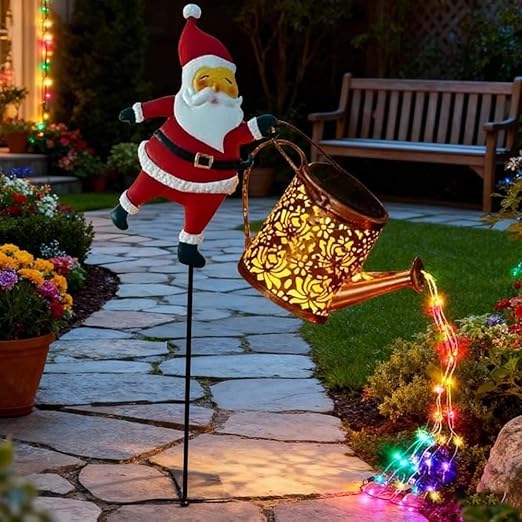 Santa Watering Can Garden Light